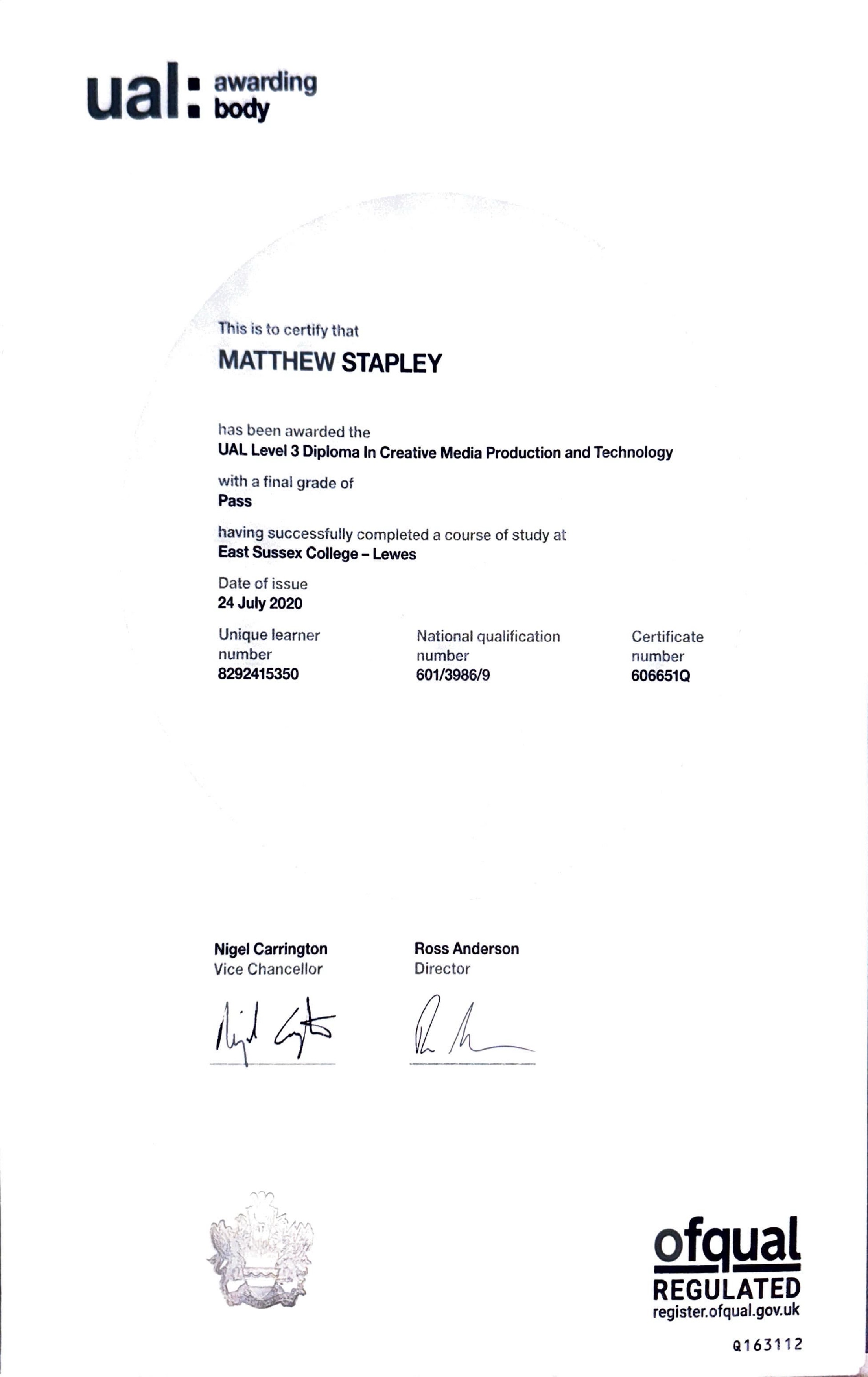 Level 3 Diploma 2020